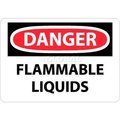 National Marker Co NMC OSHA Sign, Danger Flammable Liquids, 10in X 14in, White/Red/Black D38RB
